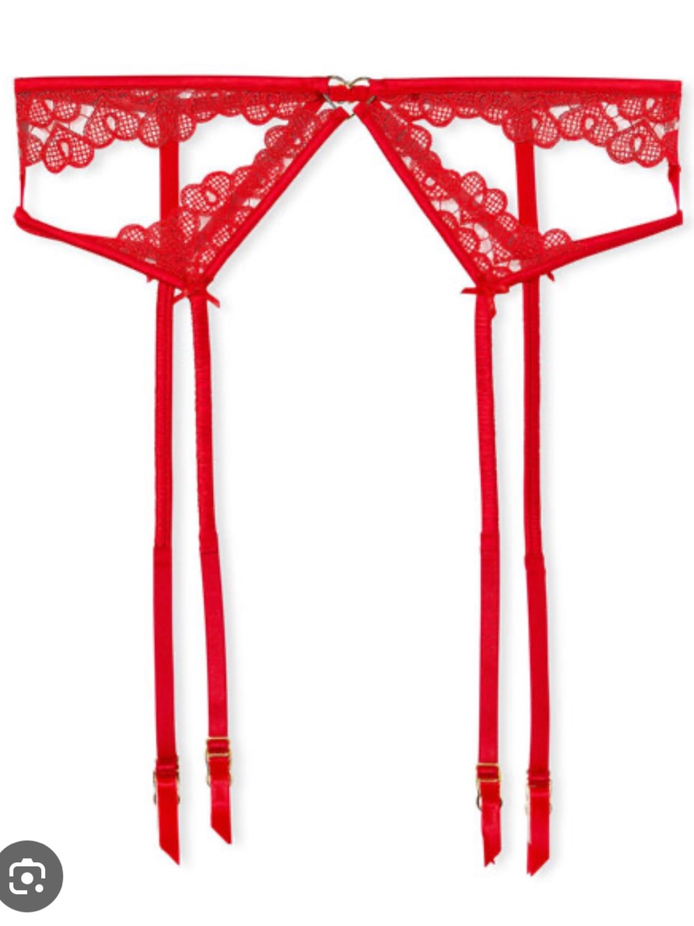 Victoria’s Secret Red Heart Embroidery Garter Belt